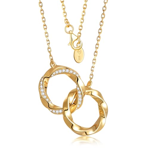 Infinity Necklace for Women Dainty Layered Pendant Stackable with Premium Moissanite|D Clover VVS1 Clairty 3EX Cut|14K Gold Plated 925 Sterling Silver Non Tarnish