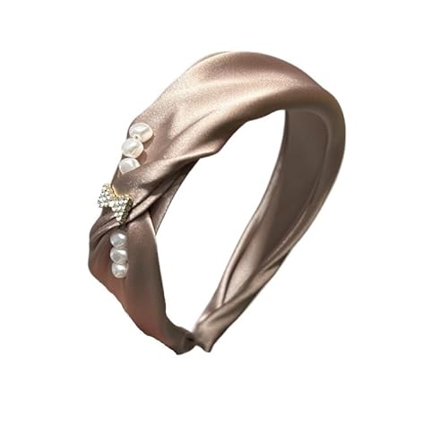 KAJYLFAST French Retro Pearl Bow Headband for Women Wide Edged Fabric Headpiece