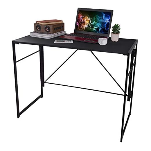 ARCCI Home Office Computer Foldable Desk - Modern Simple Writing Study Folding Desk Laptop Work Table - Black