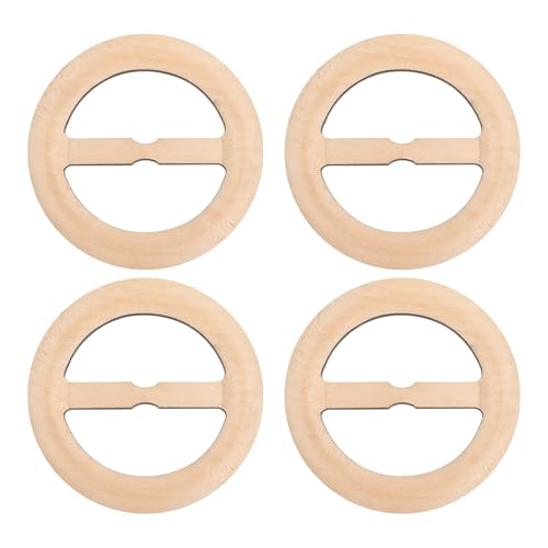 Image of uxcell 4 Pcs T-Shirt Clips, 80mm Wood Scarf Ring Clip Round Tie Circle Clip Buckle Fashion Clothes Corner Knotted Button for Women's Silk Clothing Decoration, Wood