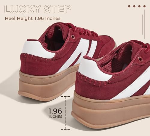 LUCKY STEP Women's Platform Retro Fashion Sneakers Classic Casual Gum Rubber Sole Skate Trainer Tennis Walking Shoes Thick Sole Trendy Footwear4