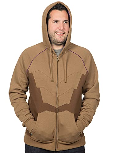JINX StarCraft II Zerg Carapace Men's Gamer Zip-Up Hoodie, Brown, X-Large