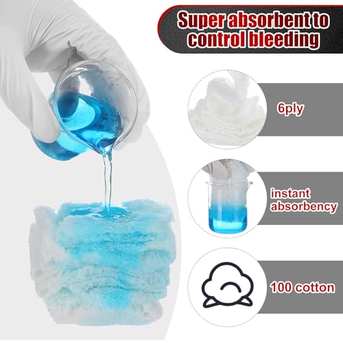 Image of Threlaco 10 Pcs Z-Folded Compressed Sterile Gauze 4.5 inch x 4.1 Yards Combat Gauze Trauma Pad 6-ply 100% Cotton for Emergency Wound Dressing, First Aid Ifak Supplies Trauma Kit