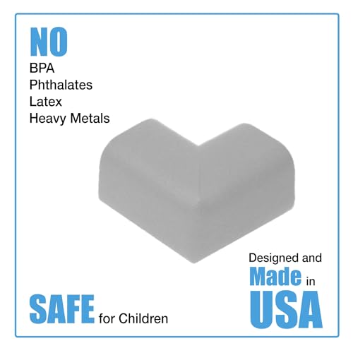 Image of KidKusion Child Safety Corner Cushion | Soft Gray | 4 Pack | Made in USA, Child Safety, Child Proofing Corner Guard, Home Furniture Safety Bumper, Baby Proof Table Protector