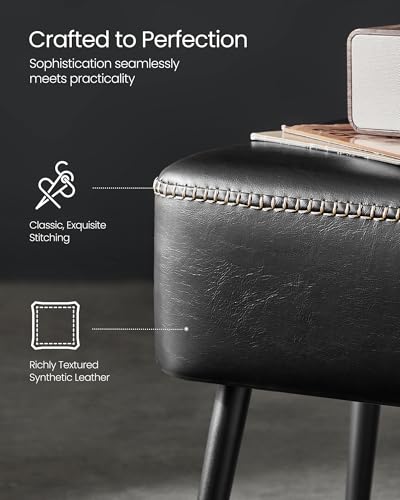 Image of VASAGLE Bench for Entryway, PU Leather, Steel Legs, Loads 660 lb