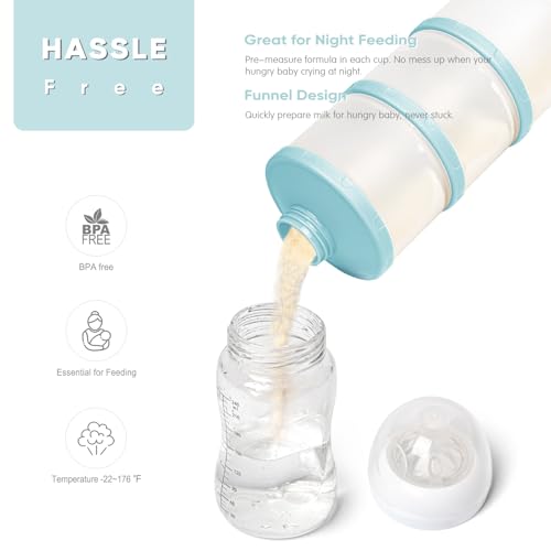 Image of Termichy Stackable Formula Dispenser Portable Milk Powder Container, 2 Pack, Light Blue