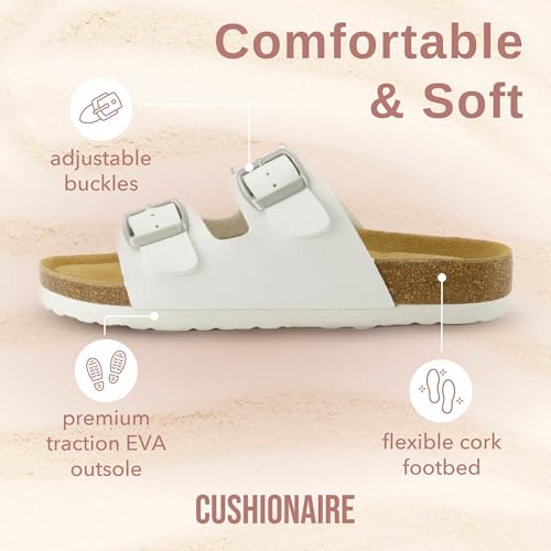 image for CUSHIONAIRE Lane Cork Footbed Sandals for Women – Comfortable Double