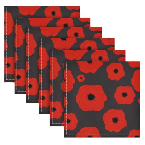 Servilletas de Tela Juego de 6 Flores Rojas 50.5x50.5 cm miniatura 2