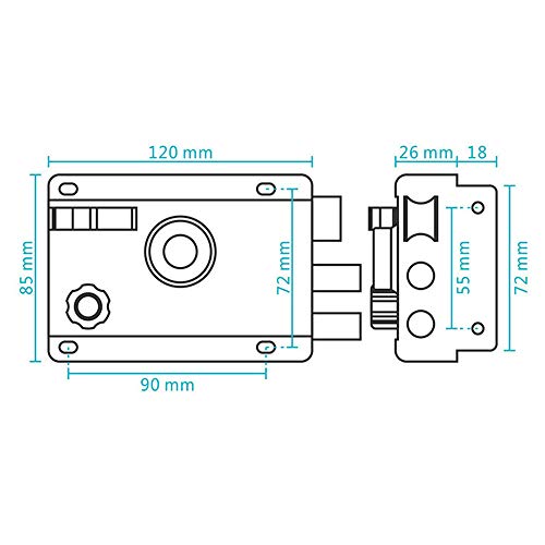 SEIWEI Door Lock External Night Latch Push Sliding Gate Lock High Security for Home or Workplace Silver, 5 Keys, Open Right with Side - Image 2