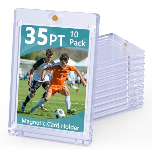 Magnetic Card Holder 35pt Magnetic Trading Card Holder Case 10 Pack Trading Card Display Frame Card Holders Transparent Hard Card Sleeves Savers Protectors for MTG Yugioh Sports Cards