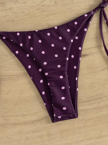 Image of Tainehs Women's Sexy Halter Thong Bikini Tie Two Sides Bottom Triangle Bikini Swimsuits