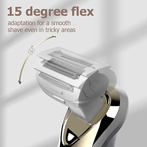 Damenrasierer Elektrisch, 2022 Aktualisiert Rasierer Damen Wiederaufladbarer Bikini-Trimmer für Frauenhaar, 15° Flexibler Kopf Nass Trocken Nutzung, Zusätzlicher Rasierkopf Enthalten - Image 3