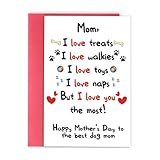 OJsensai Cute Dog Mom Mothers Day Card, Happy Mothers Day Gifts from Dog, Gift Card for Best Dog Mom