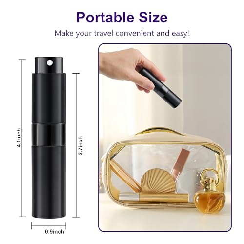 8ML Perfume Travel Refillable Portable Perfume Atomizer Bottle - Stocking Stuffers for Adults Men Women,White Elephant Gifts for Adults,Travel Essentials,Christmas Gifts(Balck,2Pack) - Image 3