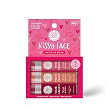 Tinted Lip Balm Set All-Natural Shea Butter, Beeswax, Coconut Oil, Vitamin E Infused Lip Moisturizer Care Treatment 3 Pack, Kissy Face