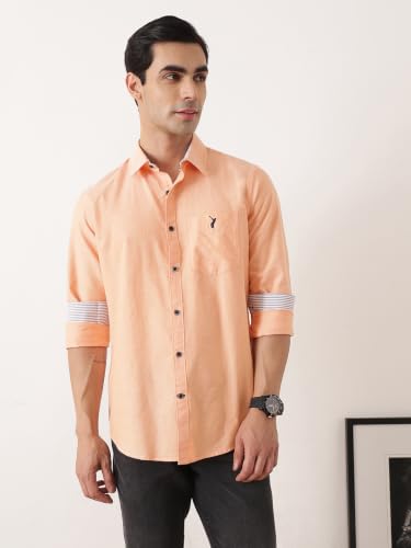 Image of Thomas Scott Men Premium Slim Fit Solid Cotton Twill Full Sleeve Shirt