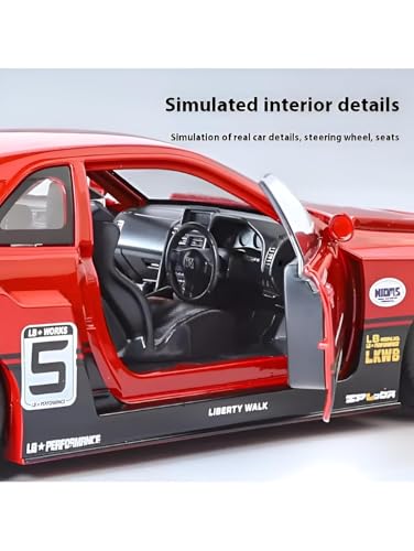 Image of DEOXY Big 1:24 Premium Nissan Skyline LBWK GTR ER34 Diecast Model Toy Car, Alloy Metal, Openable Doors, Light & Music (Nissan GTR Skyline)