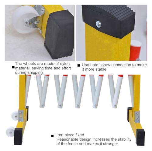 Barrière de circulation rétractable h1,2m avec roulettes pour balisage mobile