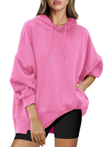 Timuspo Hoodie Damen Pink Basic Kapuzenpullover Oversize Rosa Pullover...