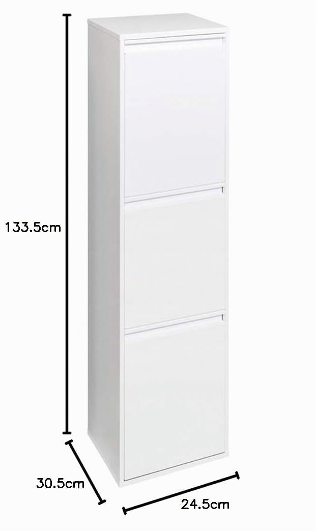 Arregui Basic CR301-B Recyclage en Acier, Poubelle de tri sélectif, 3 seaux, 3 x 17L (51L), Blanc, 133,5 x 30,5 x 24,5 cm