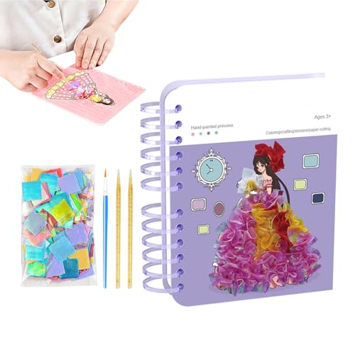 Kit de loisir créatif poking art princesse pour fille avec autocollants
