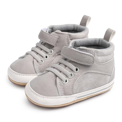 Image of CENCIRILY Baby Boys Girls High Top Sneakers Soft Soles Anti Skid Infant Ankle Shoes Toddler Prewalker First Walking Crib Shoes