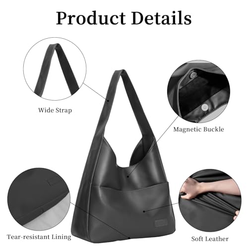 Image of Hobo Bags for Women, Vegan Leather Shoulder Handbag Tote Bag | Soft purse for teachers, office, college, travel, vacation& daily commute