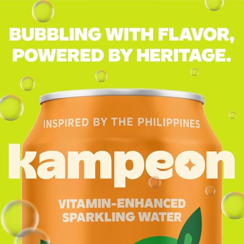 Image of Kampeon Filipino inspire sparkling water, Melon-12oz Can | Flavored Sparkling Water with Vitamin C, Magnesium & B Vitamins | Refreshing Cantaloupe & Watermelon Drink, Functional Hydration (Melon Pack Of 12)