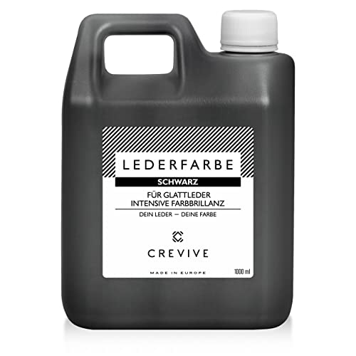 CREVIVE Lederfarbe 1000 ml – Farbe wählbar – für Echtleder und Kunstleder zum färben und umfärben von Leder – Schwarz