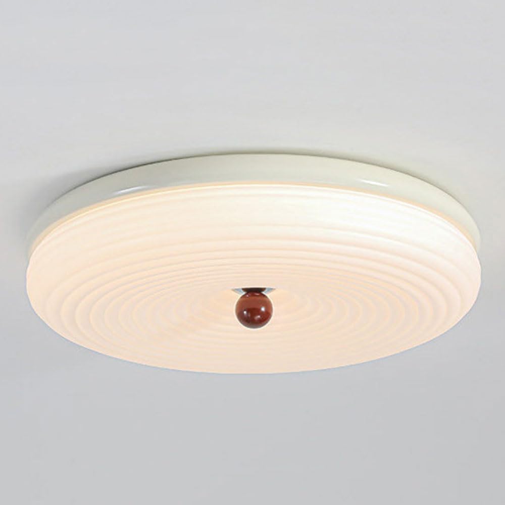 Jxydjh B Walnut Color Metal Shade Led Ceiling Light, 19.7" Simple Edroom Lightings Mid-Century Modern Led Round Flush Mount Ceiling Light Fixture For Edroom, Dining Room, Laundry Room 1-Pack