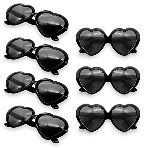 Pibupibu 7 Pack Black Kids Toddler Heart Shape Sunglasses Party Favor Supplies for Girls Boys