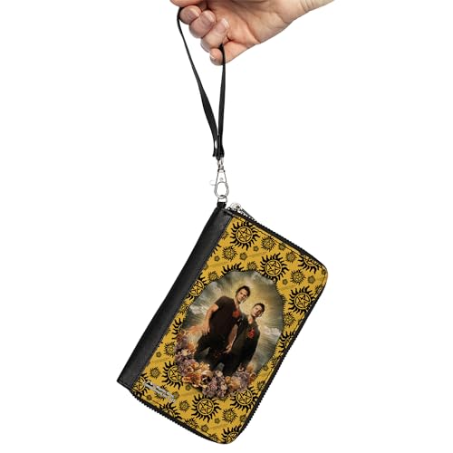 Buckle-Down Supernatural Wallet, Zip Around, Supernatural Winchester Brothers Saints and Sinners Yellow, Vegan Leather2