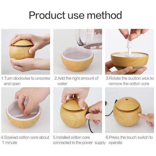 Wood Cool Mist Ultrasonic Humidifier for Room Moisture, Aroma Diffuser for Home, Essential Oil Diffuser with Colorful Light, Auto Shut-Off Ideal for Office, car, Travel, Home - Image 4