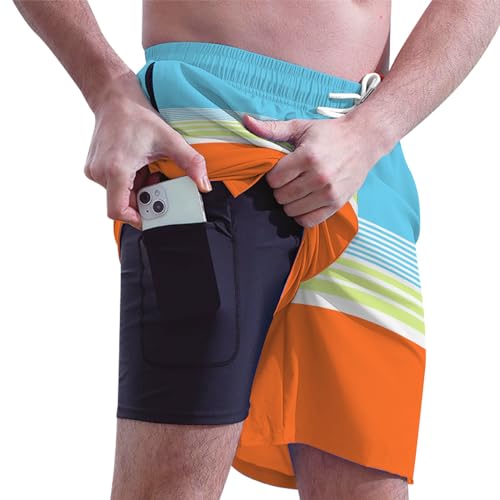 Generic Mens Swim Trunks with Compression Liner 2 in 1 Swimwear 7