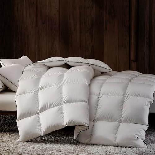 Down Fiber Comforter Oversize King Size,Premium Ultra-Soft Breathable Comforter High Fill Power White Duvet Insert,All Season Hotel Luxury Bedding Comforters (White/All Season, Queen (U.S. Standard))