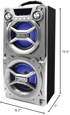 Portable Speaker with Bluetooth, Connect to iPhone, iPad or Android, Double Subwoofer Heavy Bass, Perfect for Events, Silver image 4