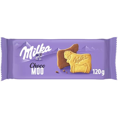 Milka Choco Moo, Galletas en Forma de Vaca Recubiertas con Chocolate con Leche de los Alpes, 120g
