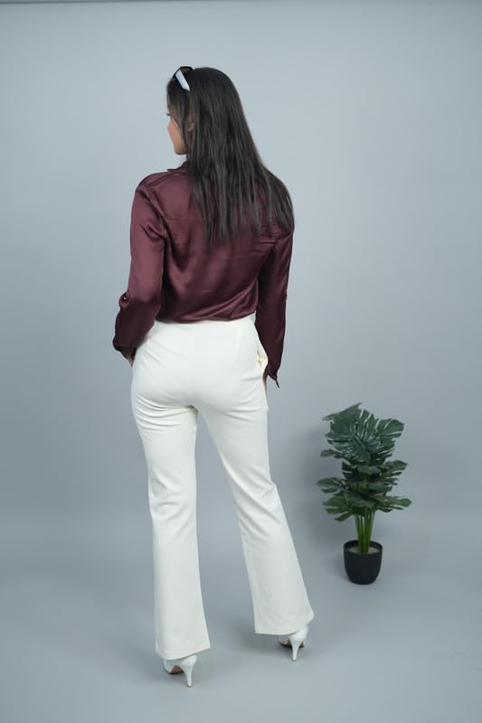 Image of Mlada Bootcut Flare Pants for Women Stretch Cotton Knit Boot Cut Mid Waist Flared Trouser Elastic Waist Band Utility Pockets for Formal Office Work Wear,Travel-Regular /Plus Size