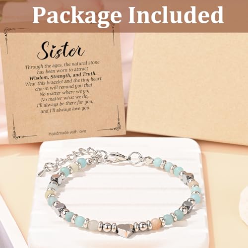 Image of Gifts for Teen Girls, Moonstone Beaded Bracelets with Gift Card, Inspirational Christmas Birthday Graduation Galentines Day Gifts for Daughter Granddaughter Niece Sister Bestie