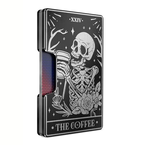 Image of Engraved Aluminum Wallet for Men - Slim Money Clip & Card Holder with Engraved Finish. Enhanced RFID Blocking, Compact, Unique & Minimalist Wallets