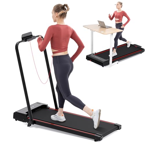 CITYSPORTS Cinta de Correr, Inclinada un 3.3%, Cinta de Correr Plegable hasta 12 km/h, con Pantalla LED y Panel de botón rápido, Almohadilla para Caminar para Uso doméstico y de Oficina (Black Red)