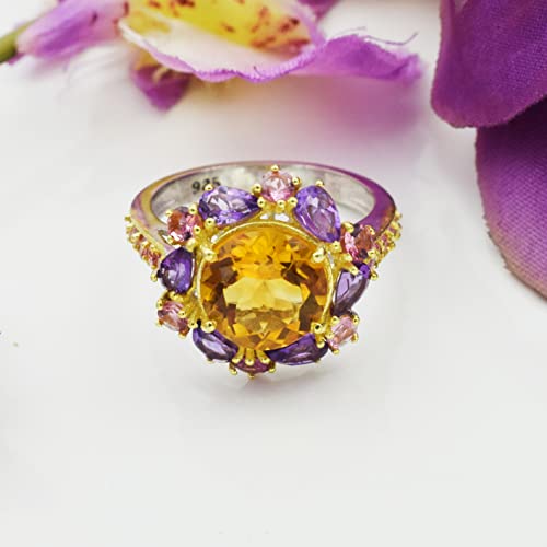 Bague en argent 925 avec améthyste véritable style art déco rétro - 3