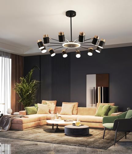 Plafonnier LED moderne et plafonniers salon réglables avec télécommande 12 têtes
