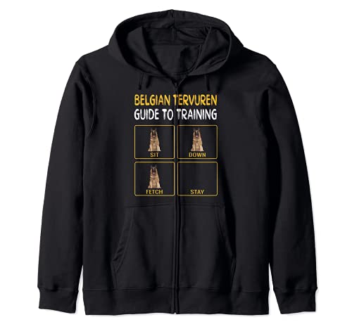 Funny Belgian Tervuren Guide To Training Dog Obedience Zip Hoodie, Black, S