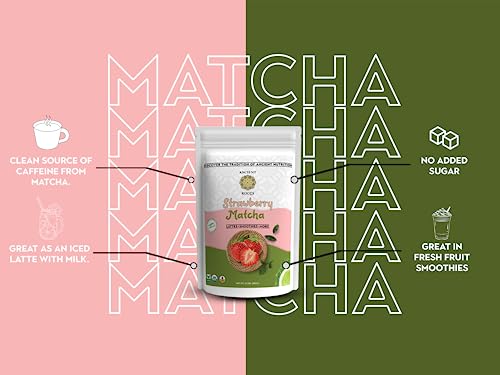 Ancient Roots Strawberry Matcha Green Tea Powder - All-natural, No Added Sugar, Filled with Antioxidants (25 Servings)