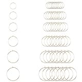 PAKET ENTHALTEN: Enthält 60 Stück (10 Stück / Größe) Edelstahl-Reifenringbefunde; Sie bestehen aus hochwertigem Edelstahl, langlebig und robust, nicht leicht zu rosten, Perfekt für Schmuckherstellung und DIY Ohrring.