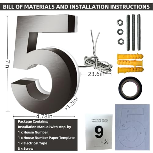 YIWOZI 7 Inch Backlit LED House Numbers for Outside Light Up Address Number by YIWOZI - Image 6