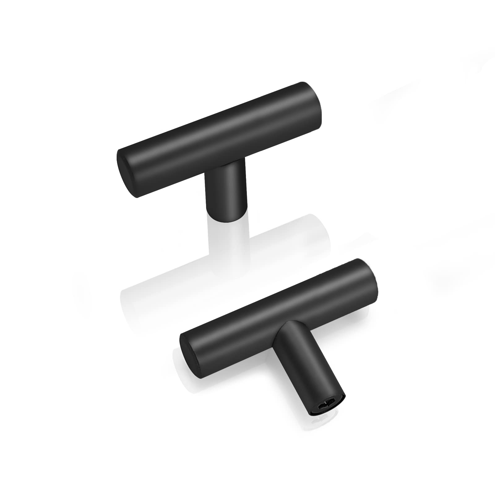 PinLin 5 Pack Cabinet Door Knobs, Flat Black Drawer Knobs, Stainless Steel Cabinet Pulls, T-Bar Knobs for Bedroom and Bathroom