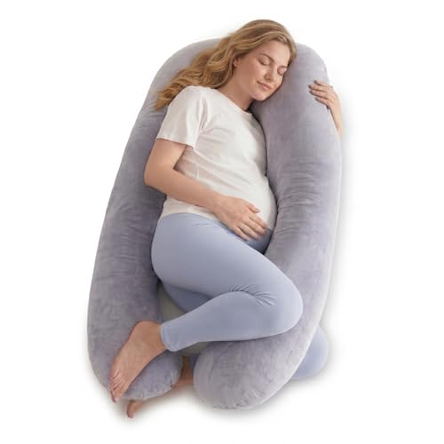 momcozy Coussin de Grossesse en U, Soutien Hanches et Jambes, Gris