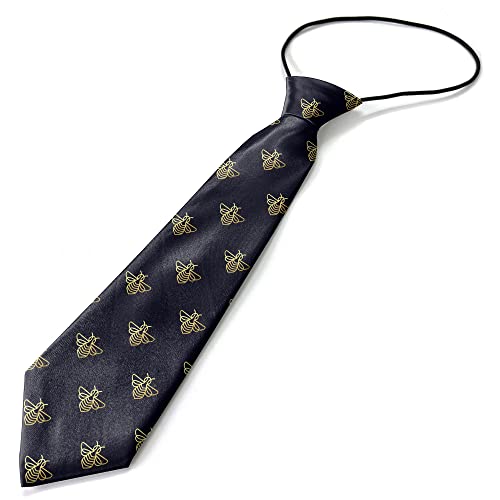 KAWAMOUSE Toddler Size ( Insect Bee Texture ) Pre-Tied Adjustable Novelty Necktie, Fashion Conversational Neck Strap Ties for Boys and Children, for Wedding Parties Events
